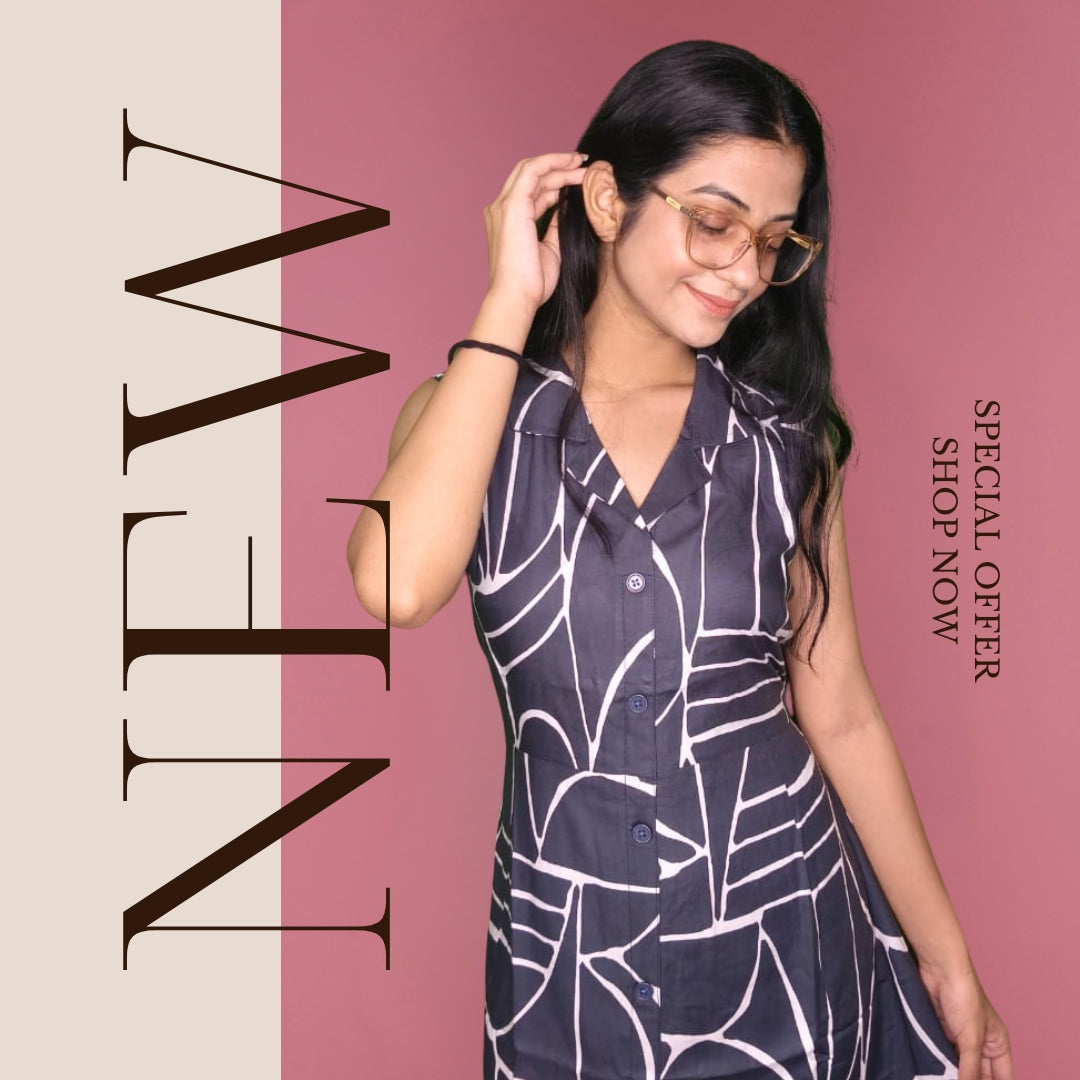 Grey Midi Dress Sleeveless Digital Print