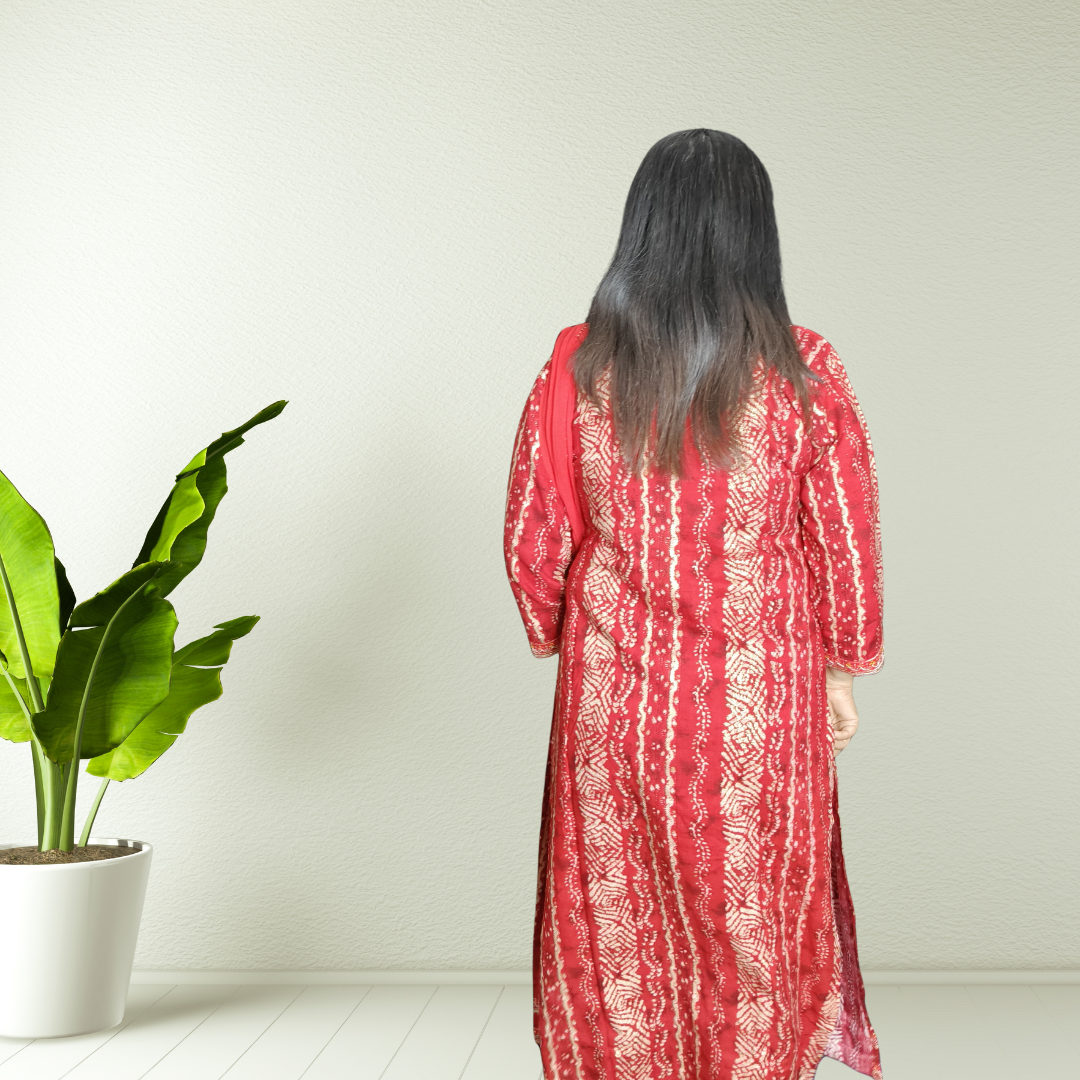 Scarlet Charm – Rayon Cotton Printed Suit Set (With Sleeves)