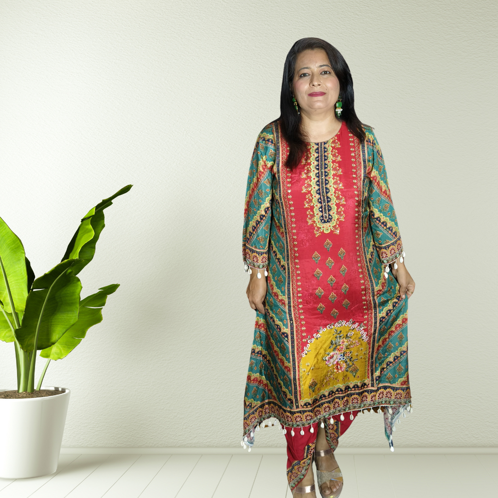 🌸 Teej & Rakhi Festive Special – Vibrant Muslin Cotton Kurti Set 🌸