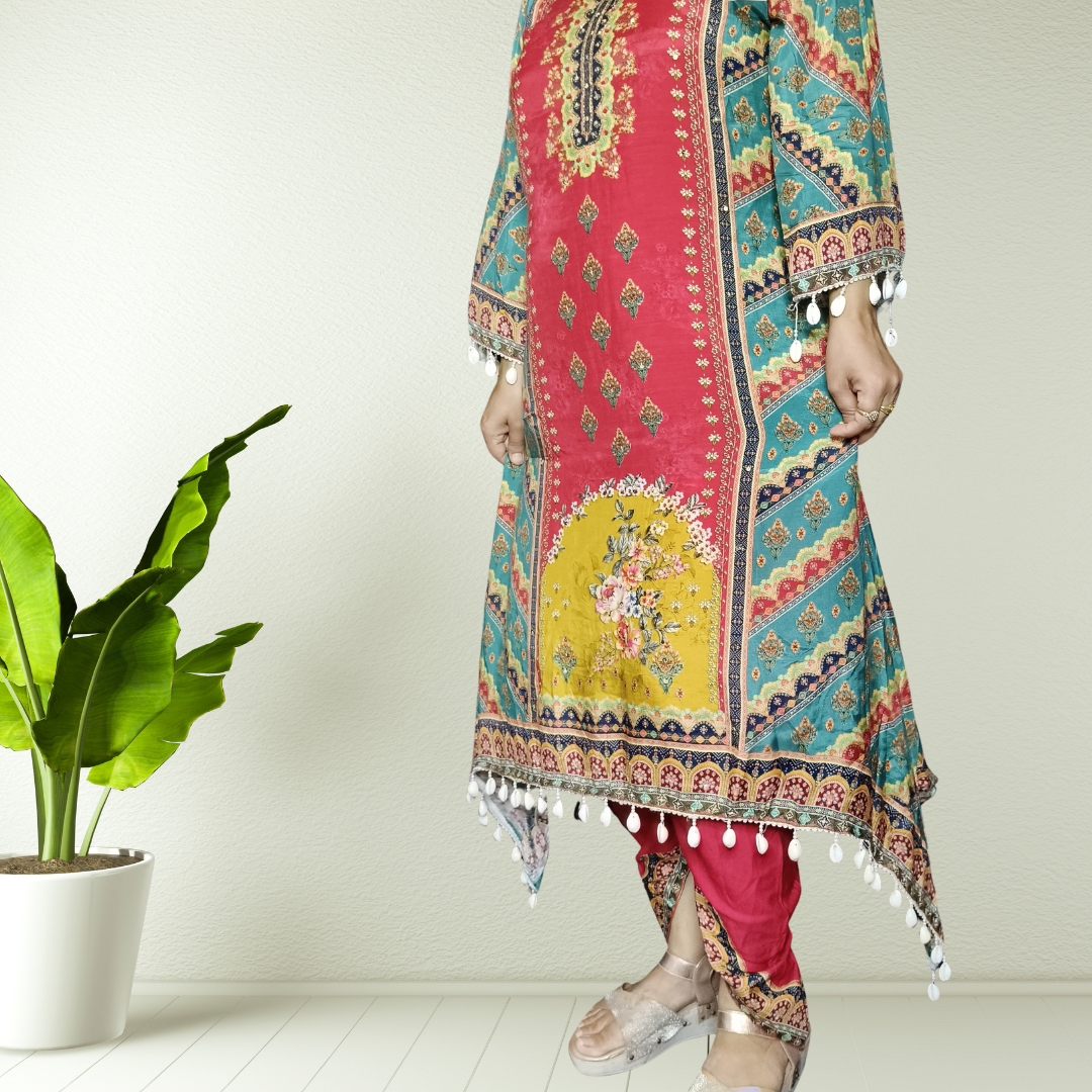 🌸 Teej & Rakhi Festive Special – Vibrant Muslin Cotton Kurti Set 🌸