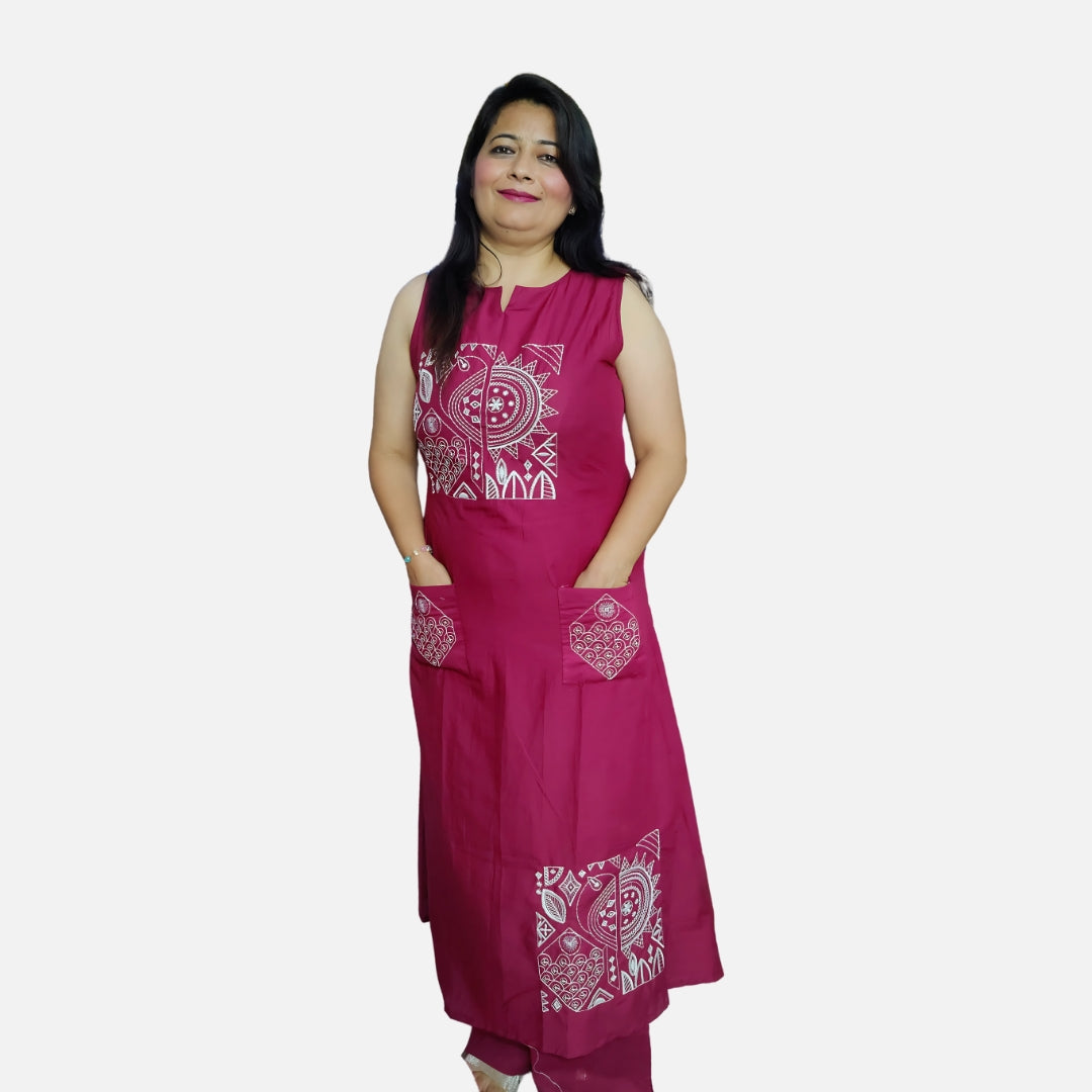 Handcrafted Cotton Long Kurti Set